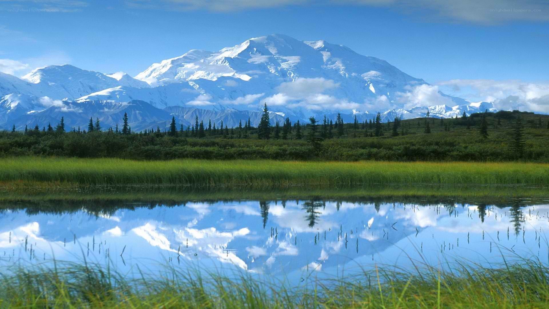 Mountain reflected in a calm lake