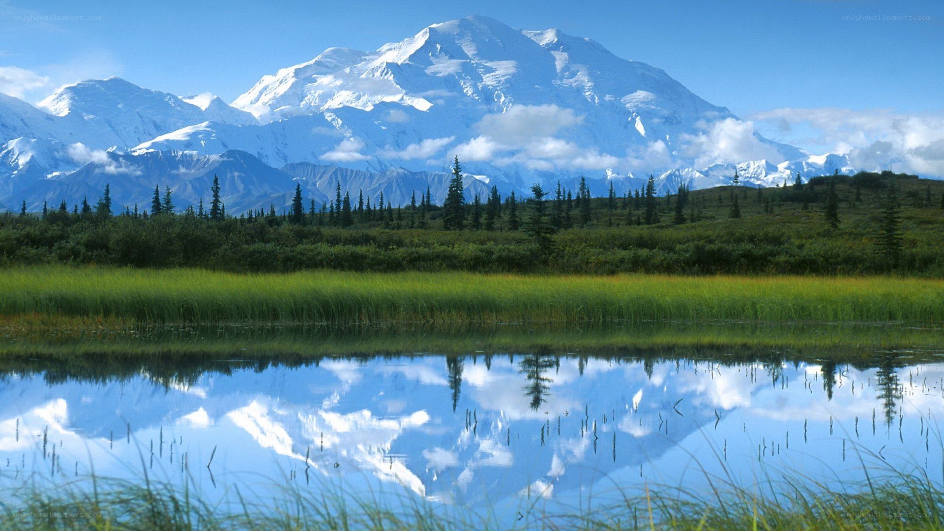 Mountain reflected in a calm lake