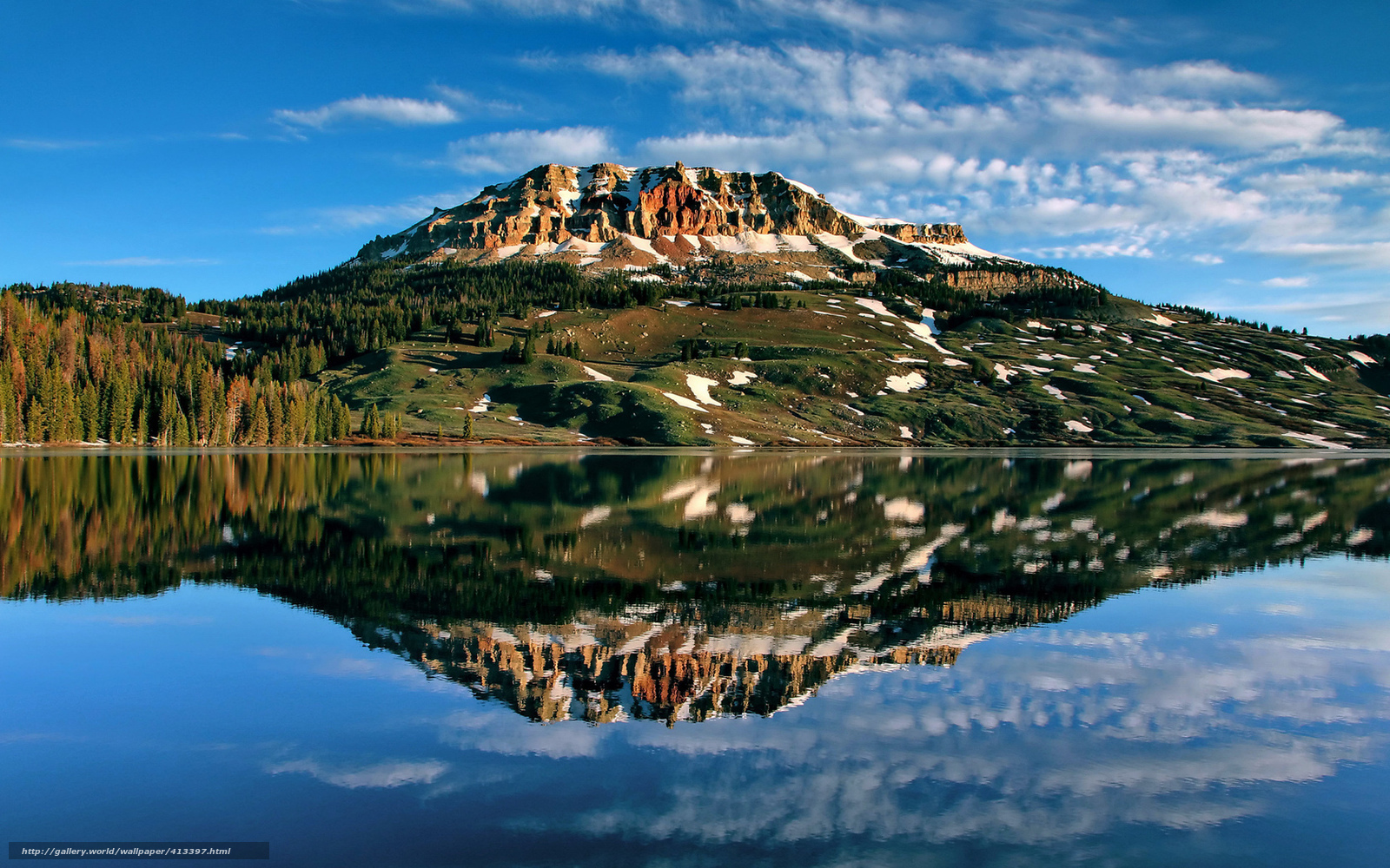 Mountain reflected in a calm lake