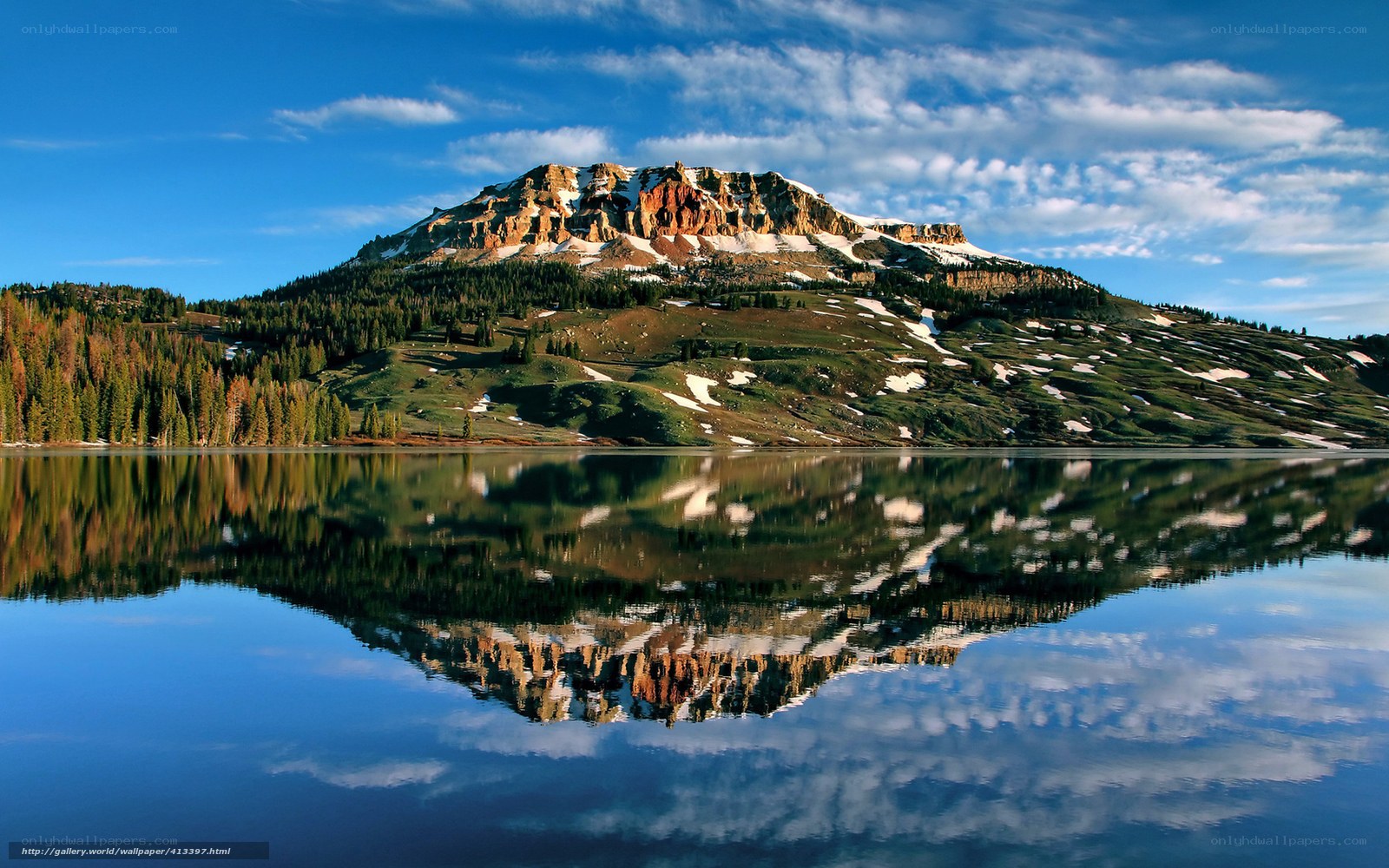Mountain reflected in a calm lake