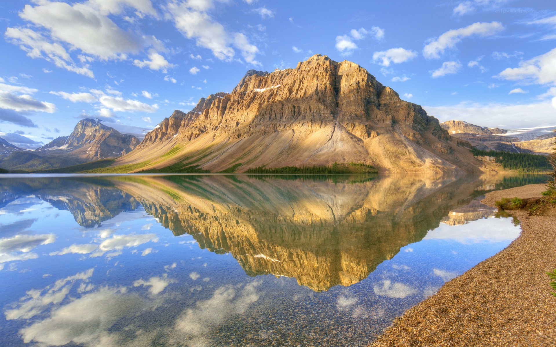Mountain reflected in a calm lake