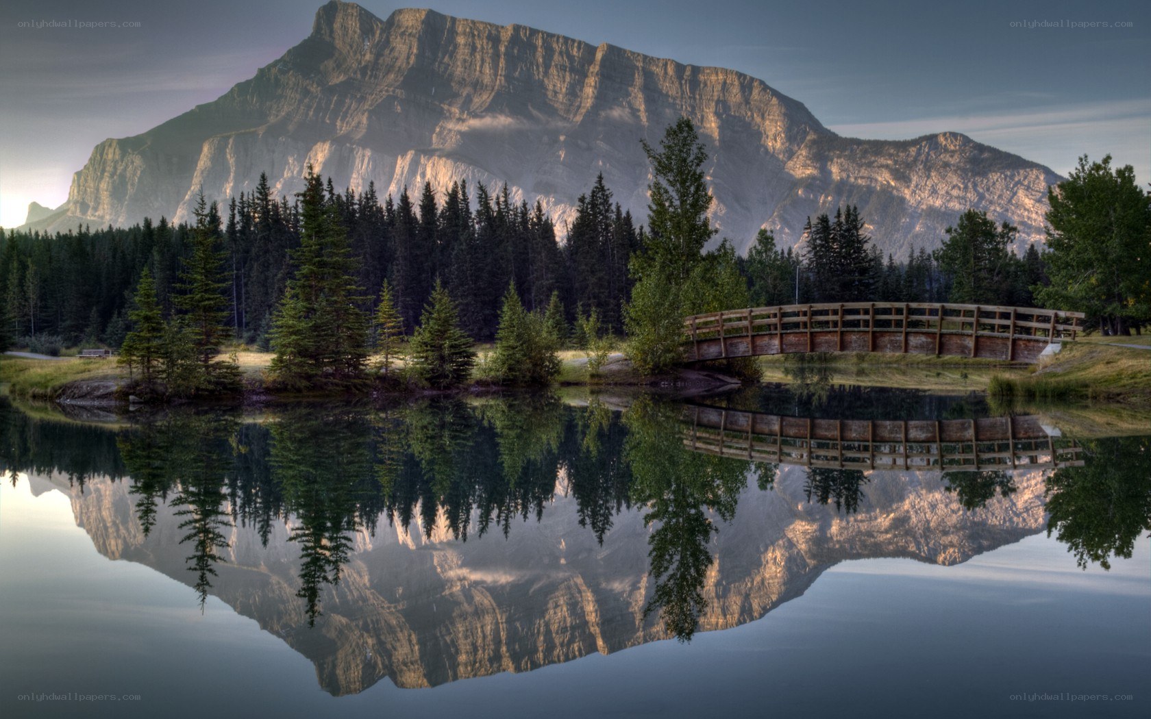 Mountain reflected in a calm lake