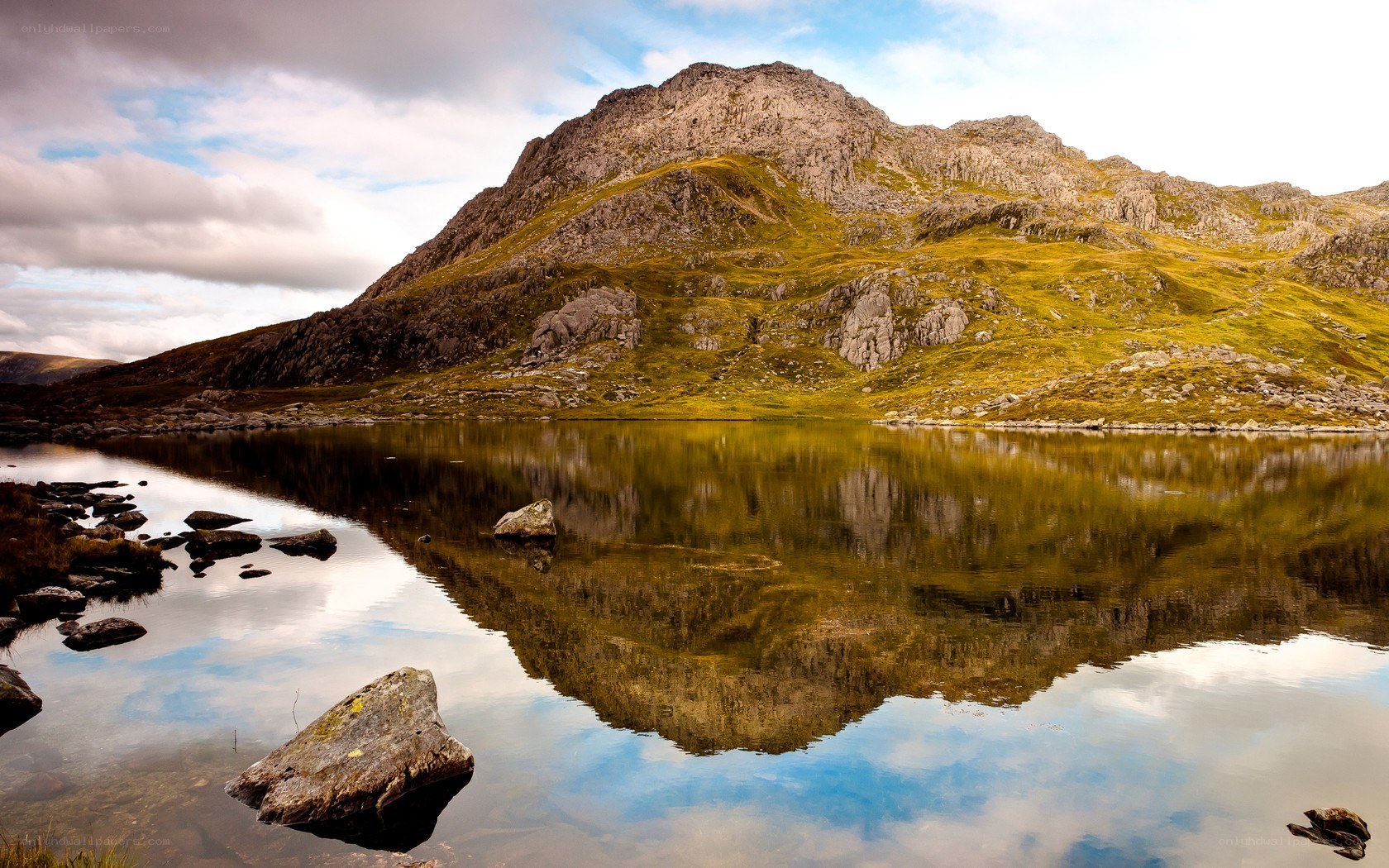 Mountain reflected in a calm lake