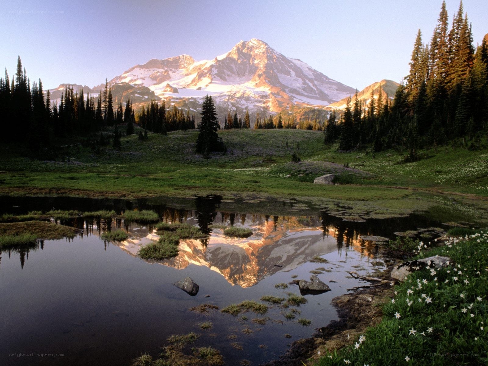 Mountain reflected in a calm lake