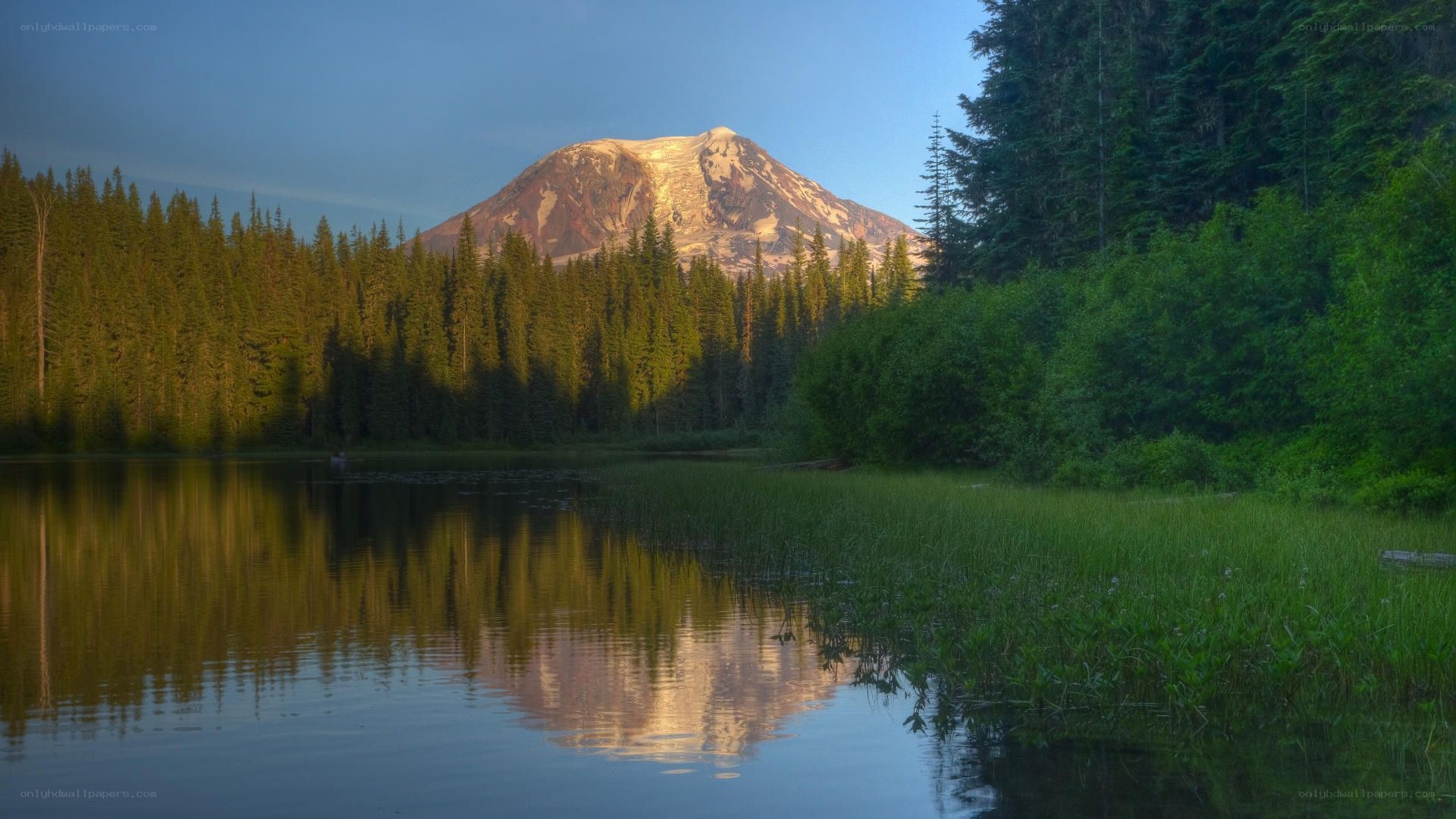 Mountain reflected in a calm lake