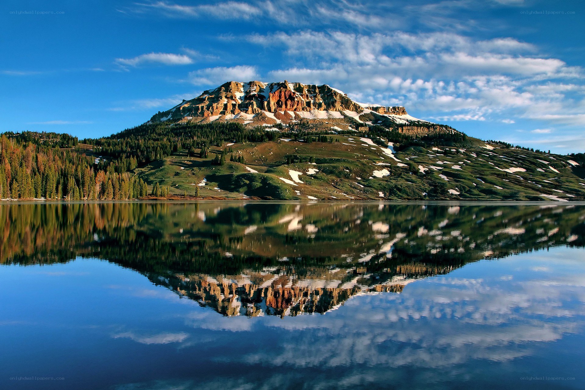 Mountain reflected in a calm lake