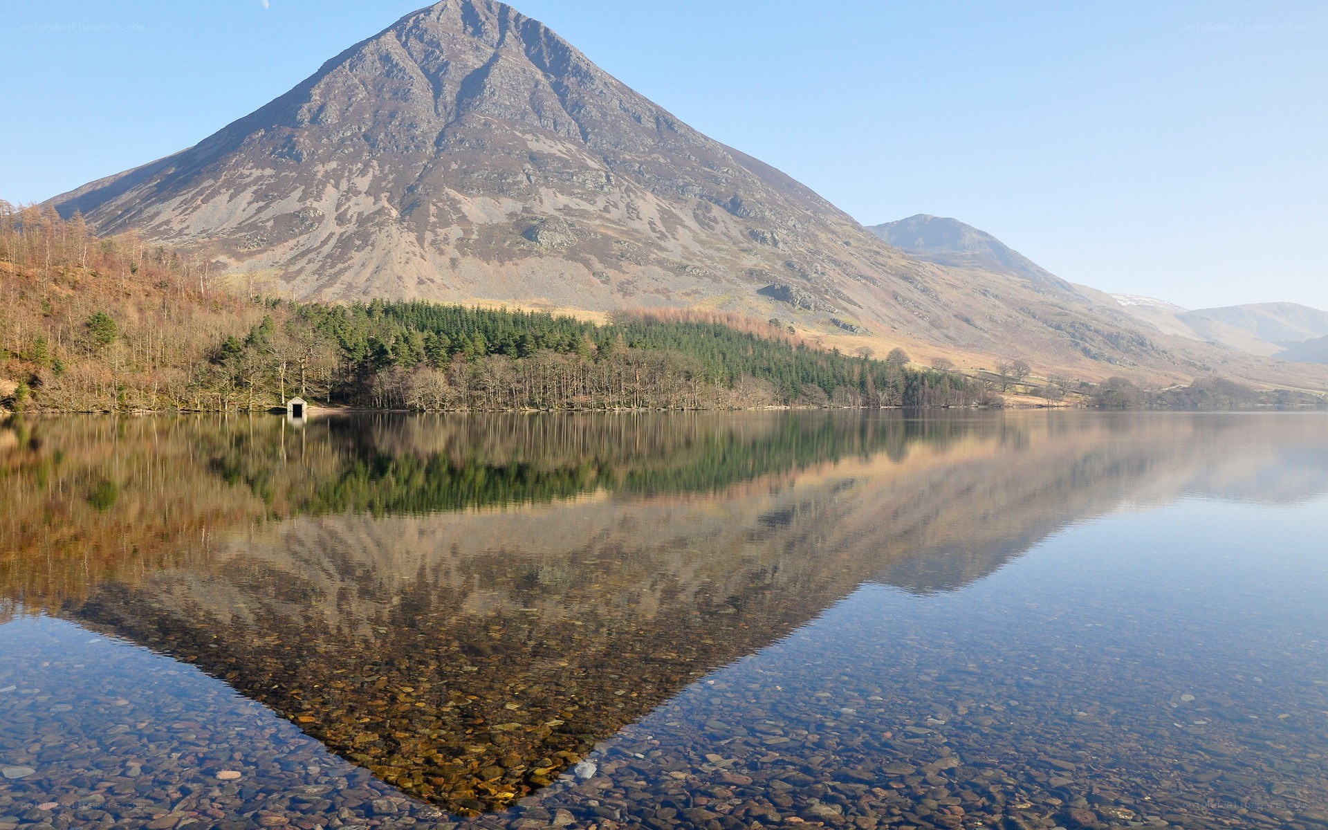 Mountain reflected in a calm lake