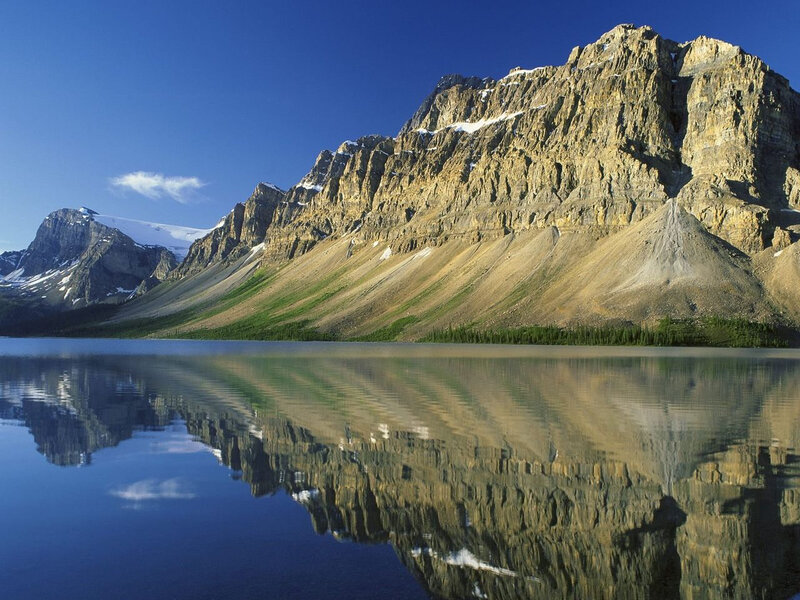Mountain reflected in a calm lake