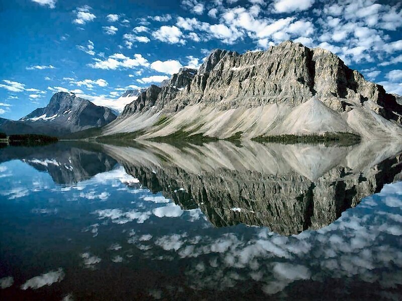 Mountain reflected in a calm lake