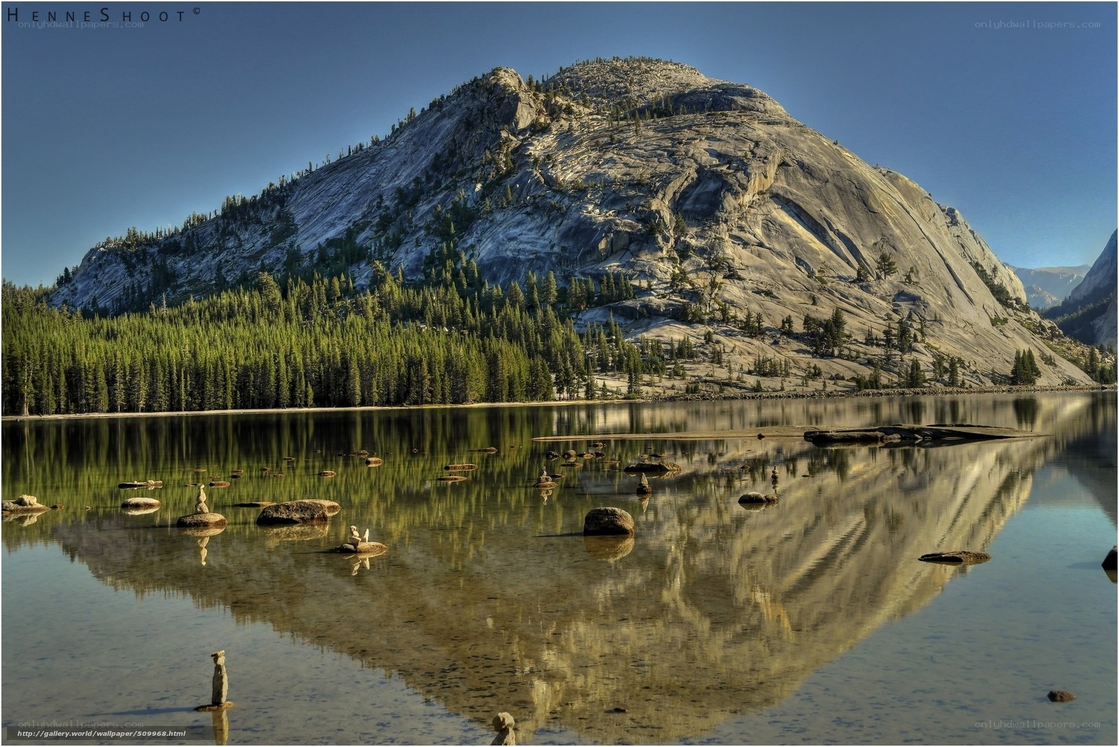 Mountain reflected in a calm lake