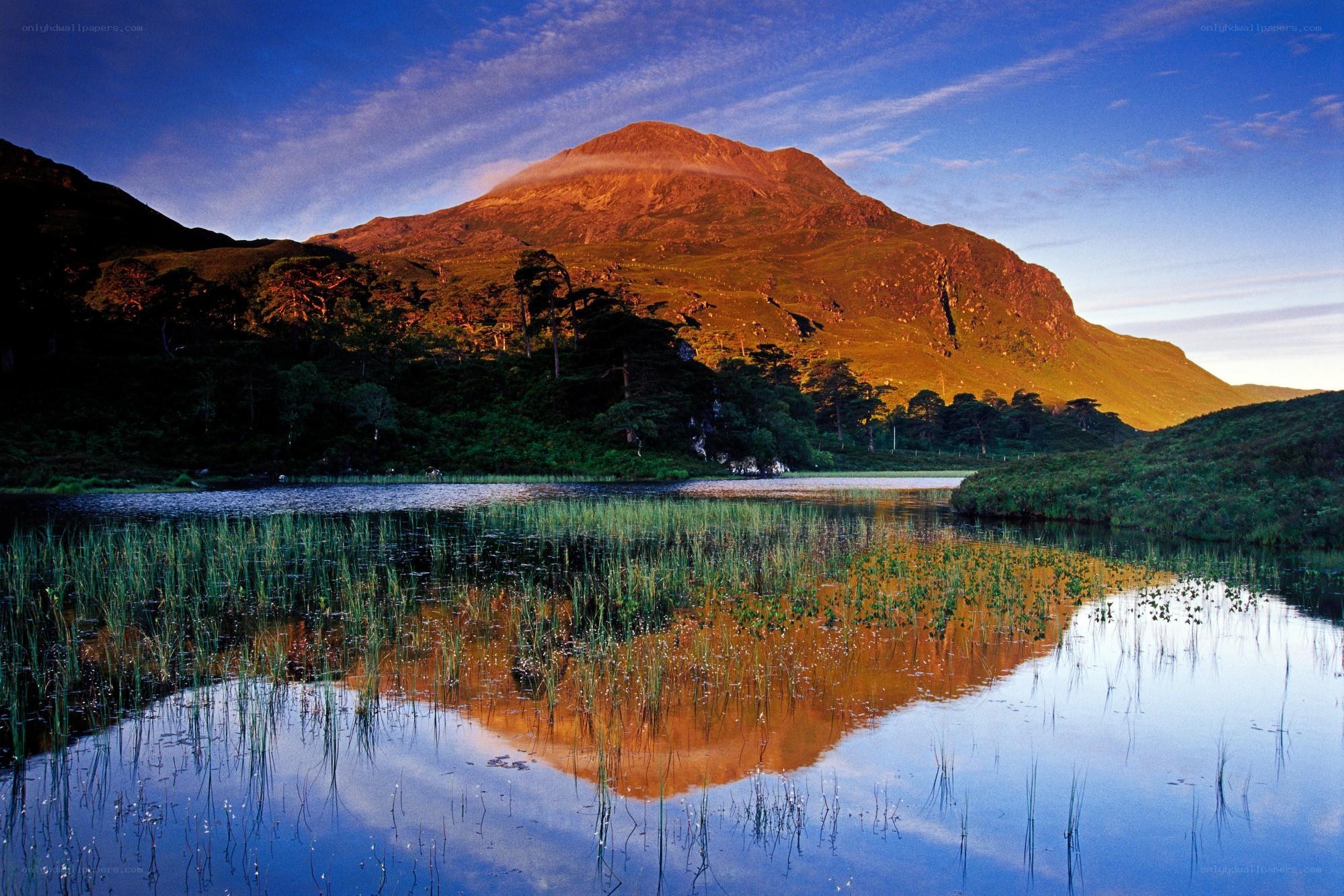 Mountain reflected in a calm lake