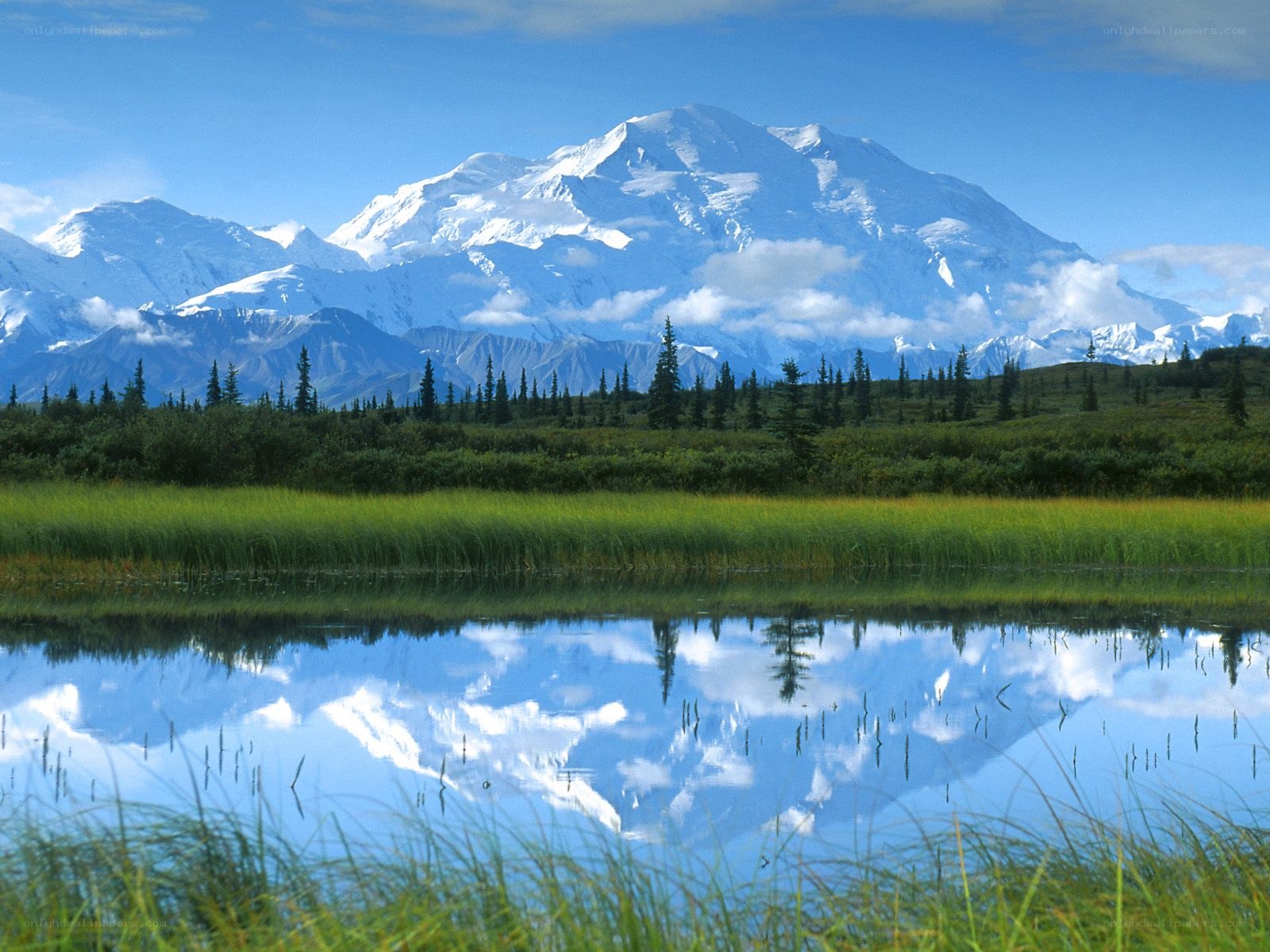 Mountain reflected in a calm lake