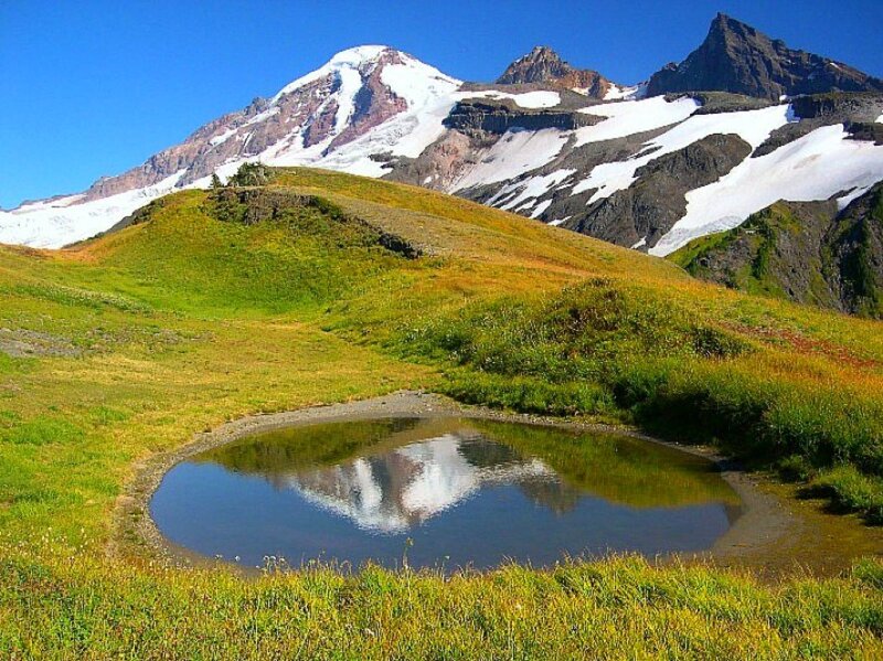 Mountain reflected in a pond