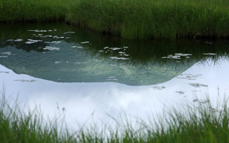 Mountain reflected in a pond