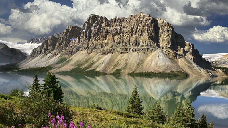 Mountain Reflected in Lake — Blue, Dramatic, Afternoon