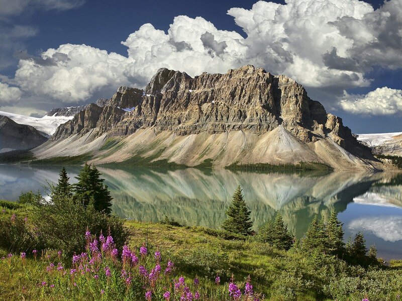 Mountain Reflected in Lake — Blue, Dramatic, Summer