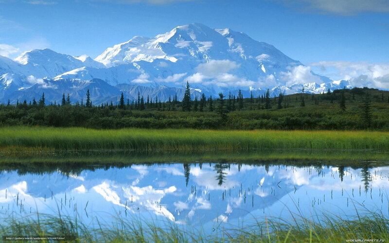 Mountain Reflected in Lake — Blue, Serene, Afternoon, Photograph, Snow-capped Mountain