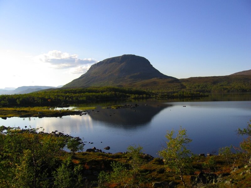 Mountain Reflected in Lake — Blue, Serene, Afternoon