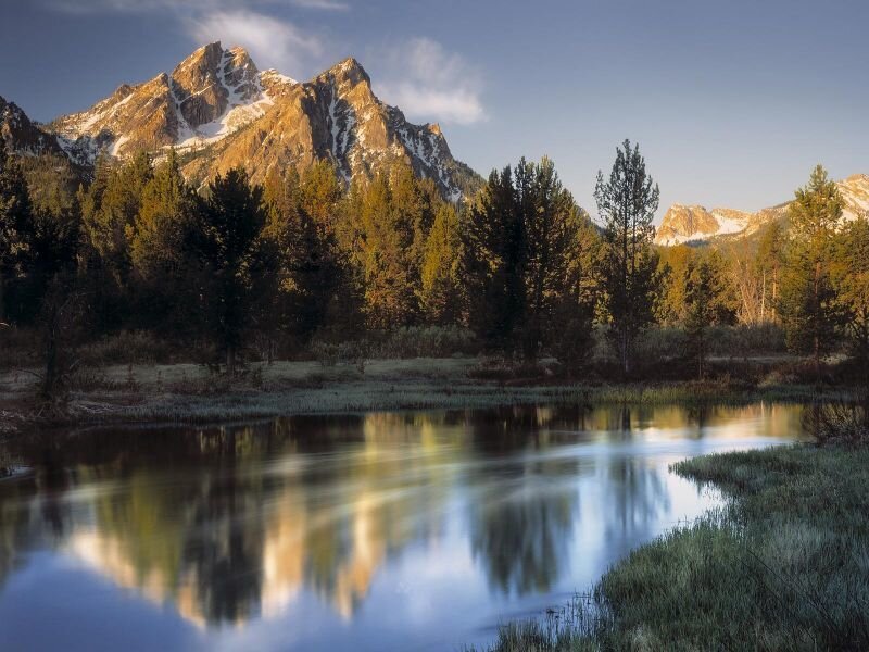 Mountain Reflected in Lake — Blue