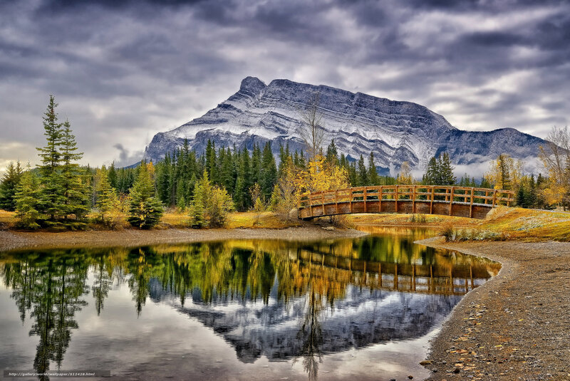 Mountain Reflected in Lake — Green, Dramatic, Autumn, Photograph