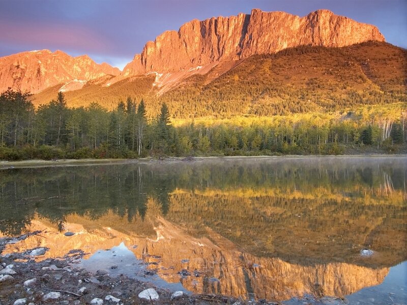 Mountain Reflected in Lake — Orange