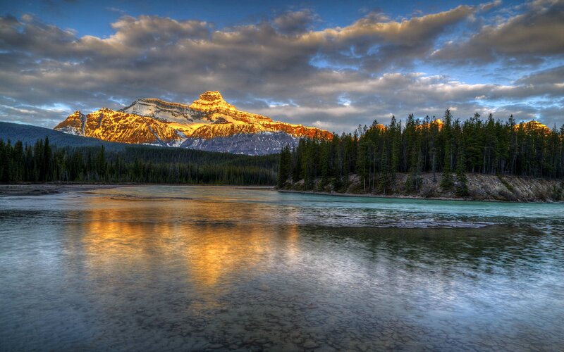 Mountain Reflecting in River