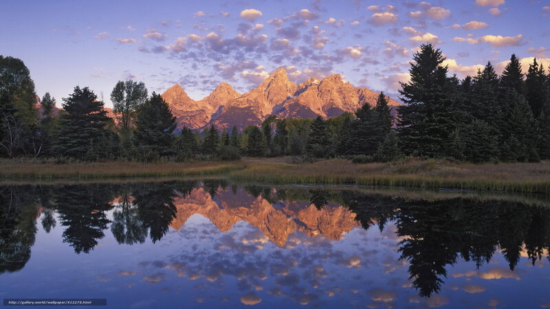 mountain reflection at dawn