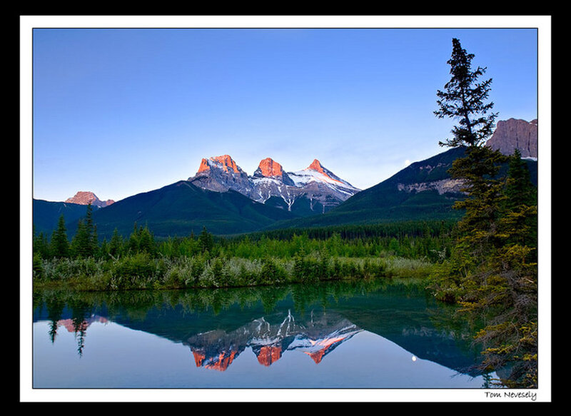 mountain reflection at dawn