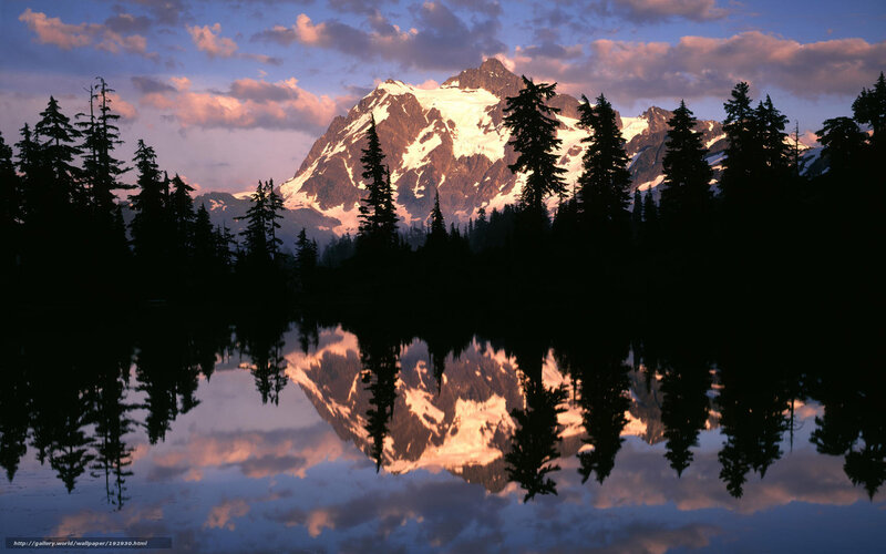 Mountain reflection at sunset