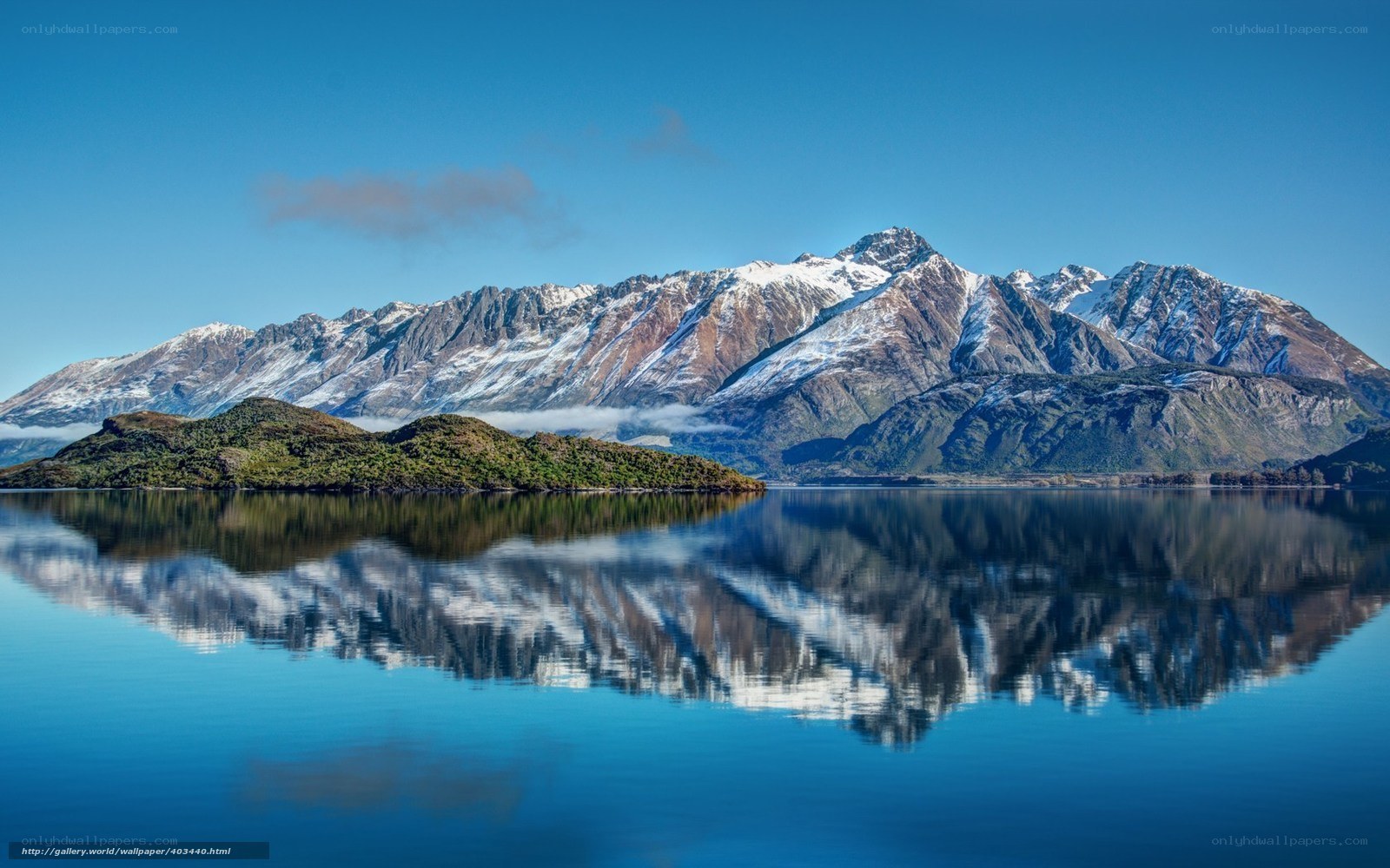 Mountain reflection in a calm lake