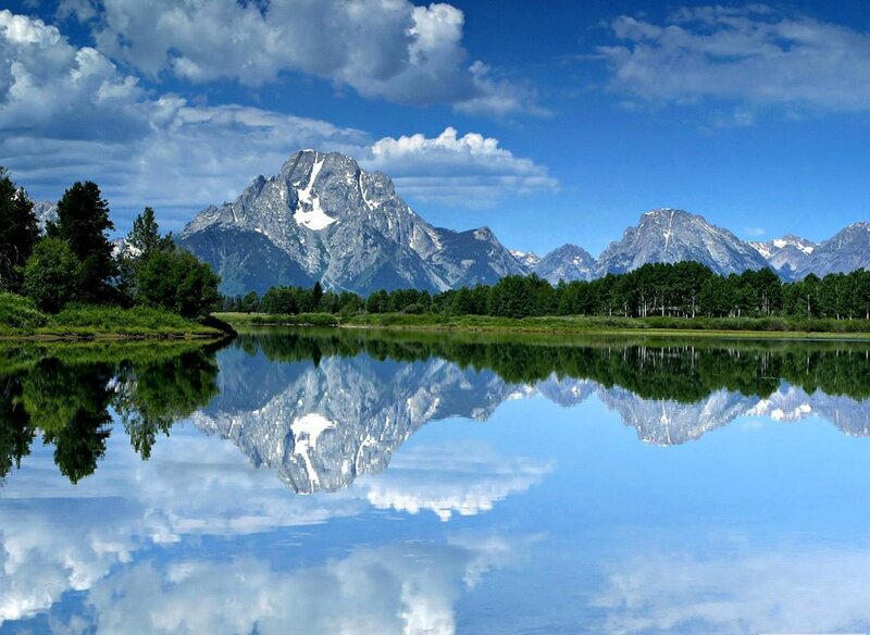 Mountain reflection in a calm lake