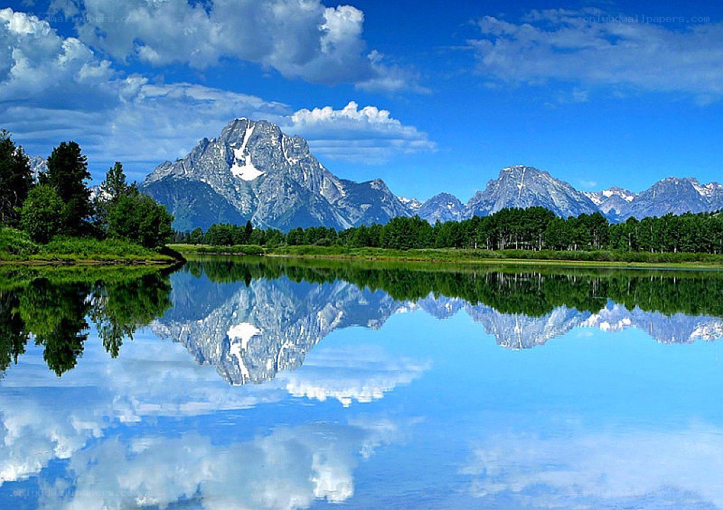 Mountain reflection in a calm lake