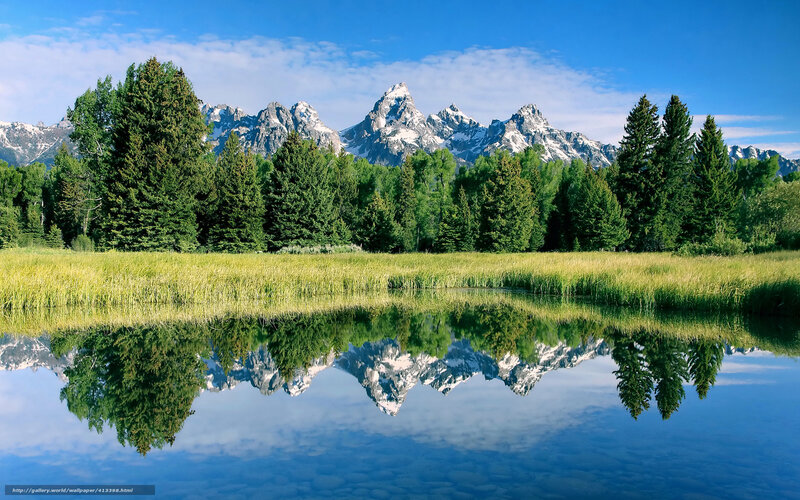 Mountain reflection in a calm lake