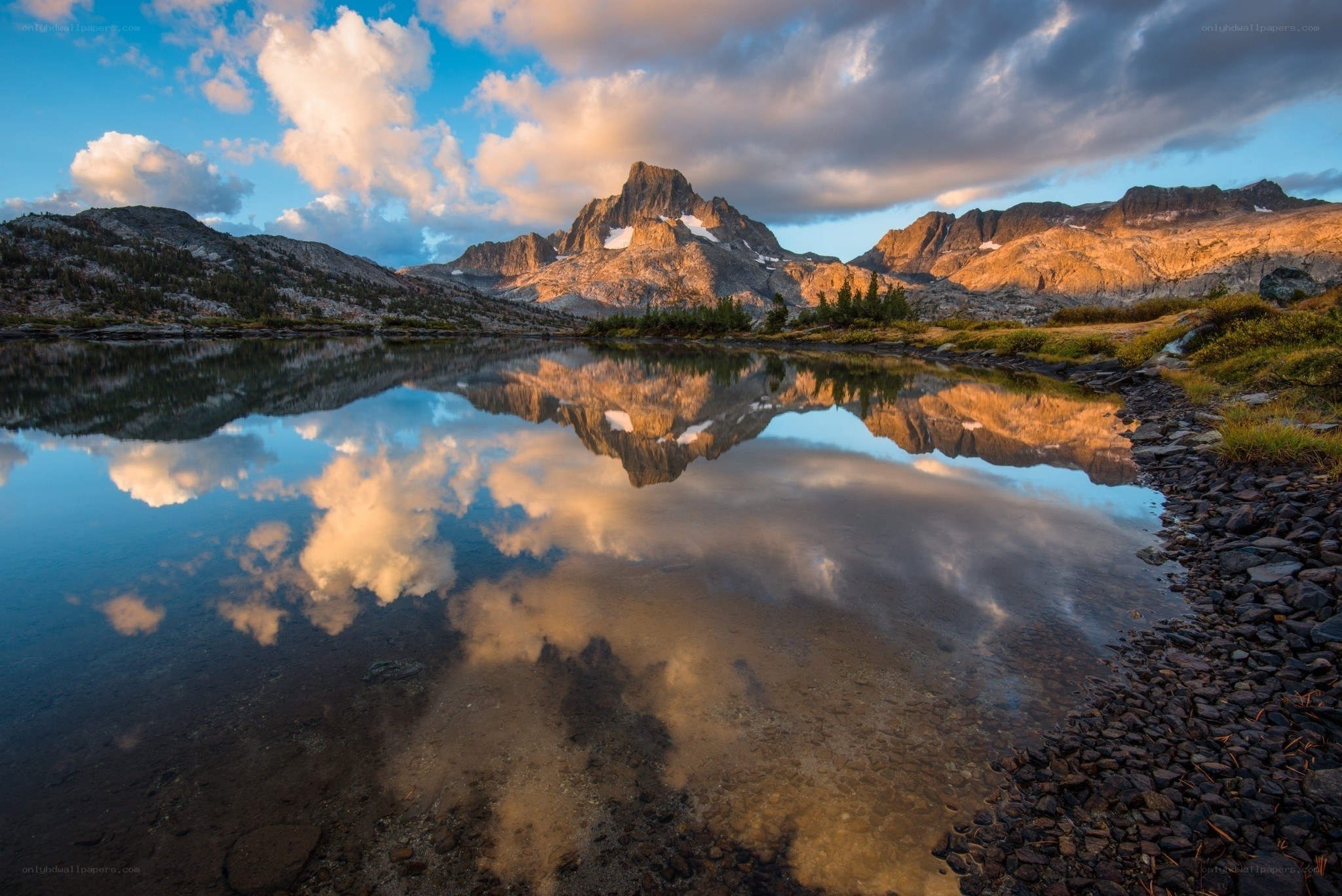 Mountain reflection in a calm lake