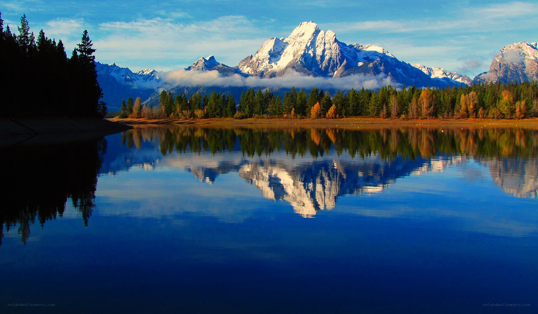 Mountain reflection in a calm lake