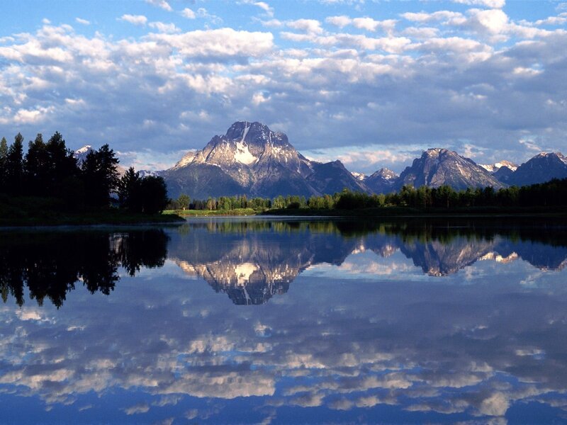 Mountain reflection in a calm lake