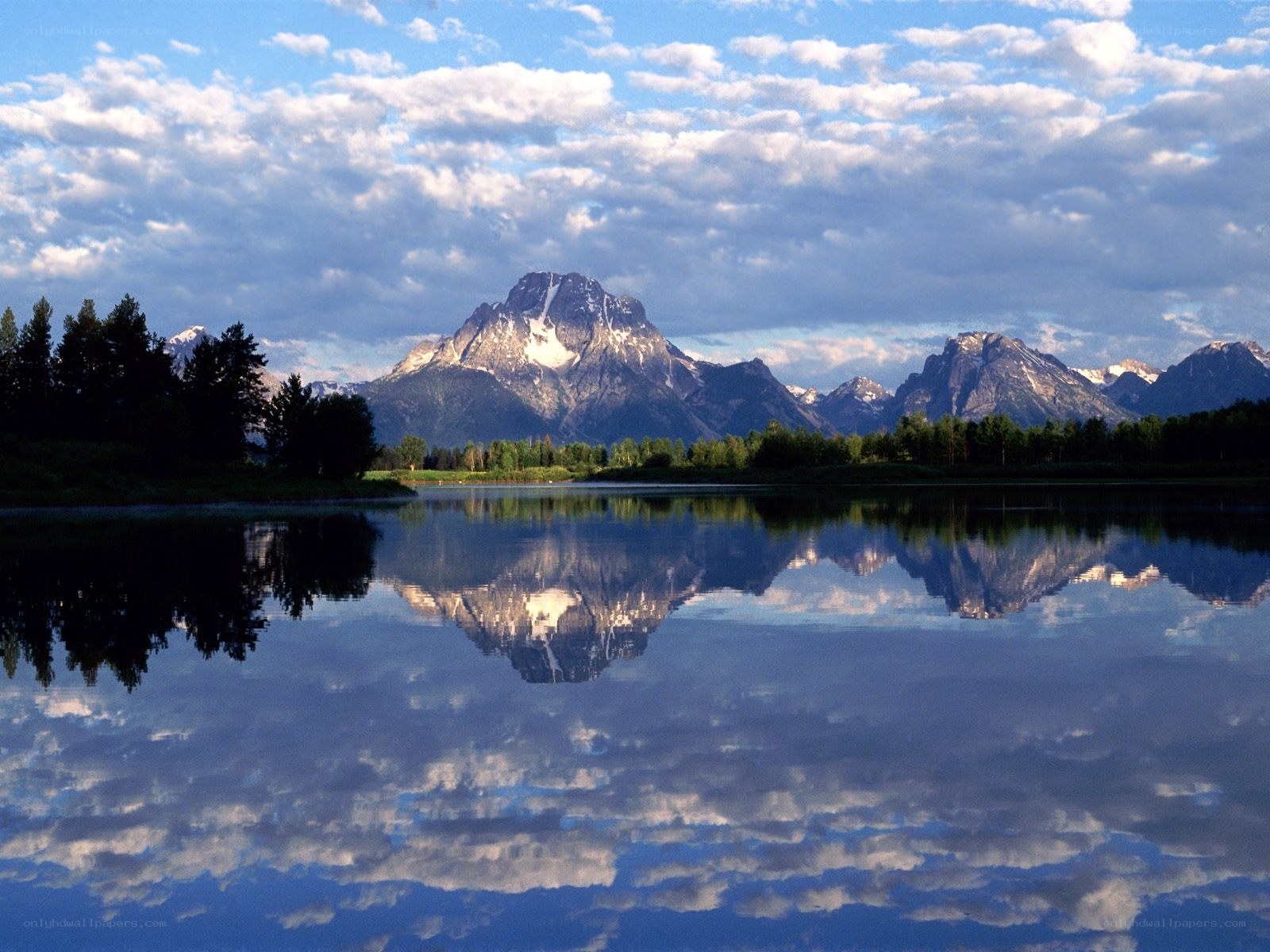 Mountain reflection in a calm lake
