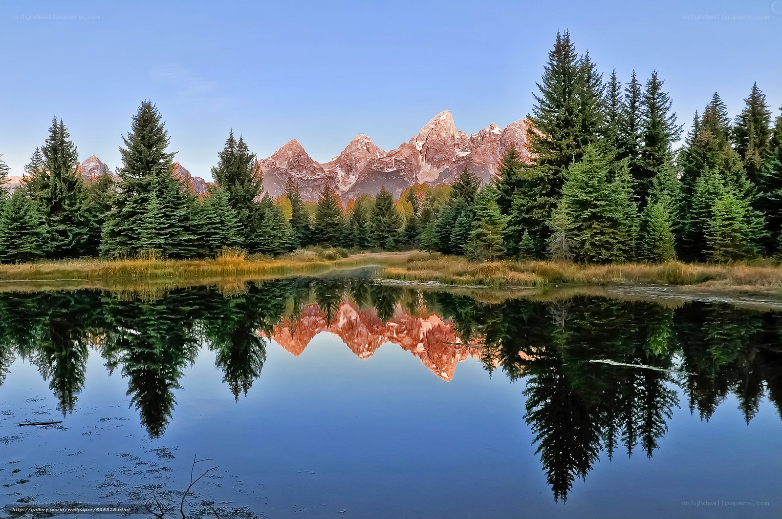 Mountain reflection in a calm lake