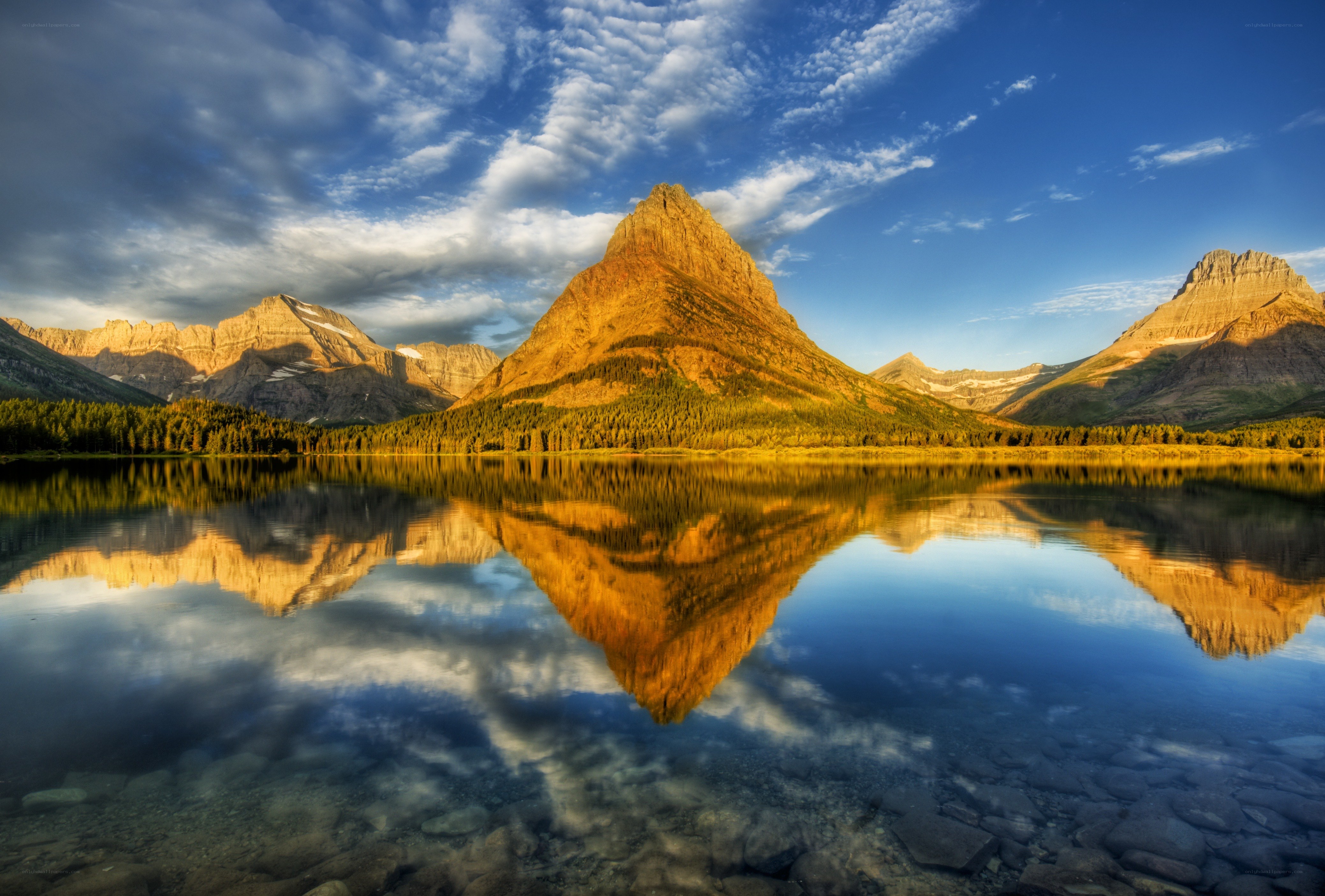 Mountain reflection in a calm lake