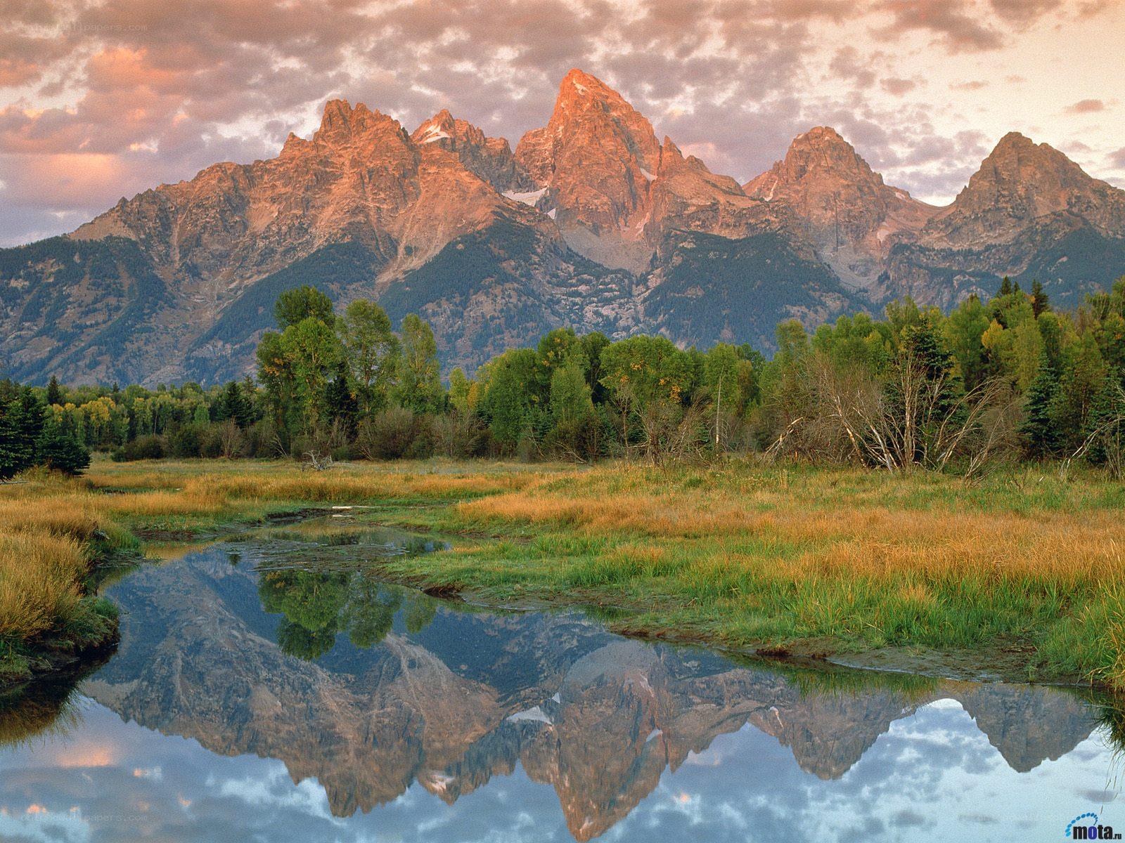 Mountain reflection in a calm lake