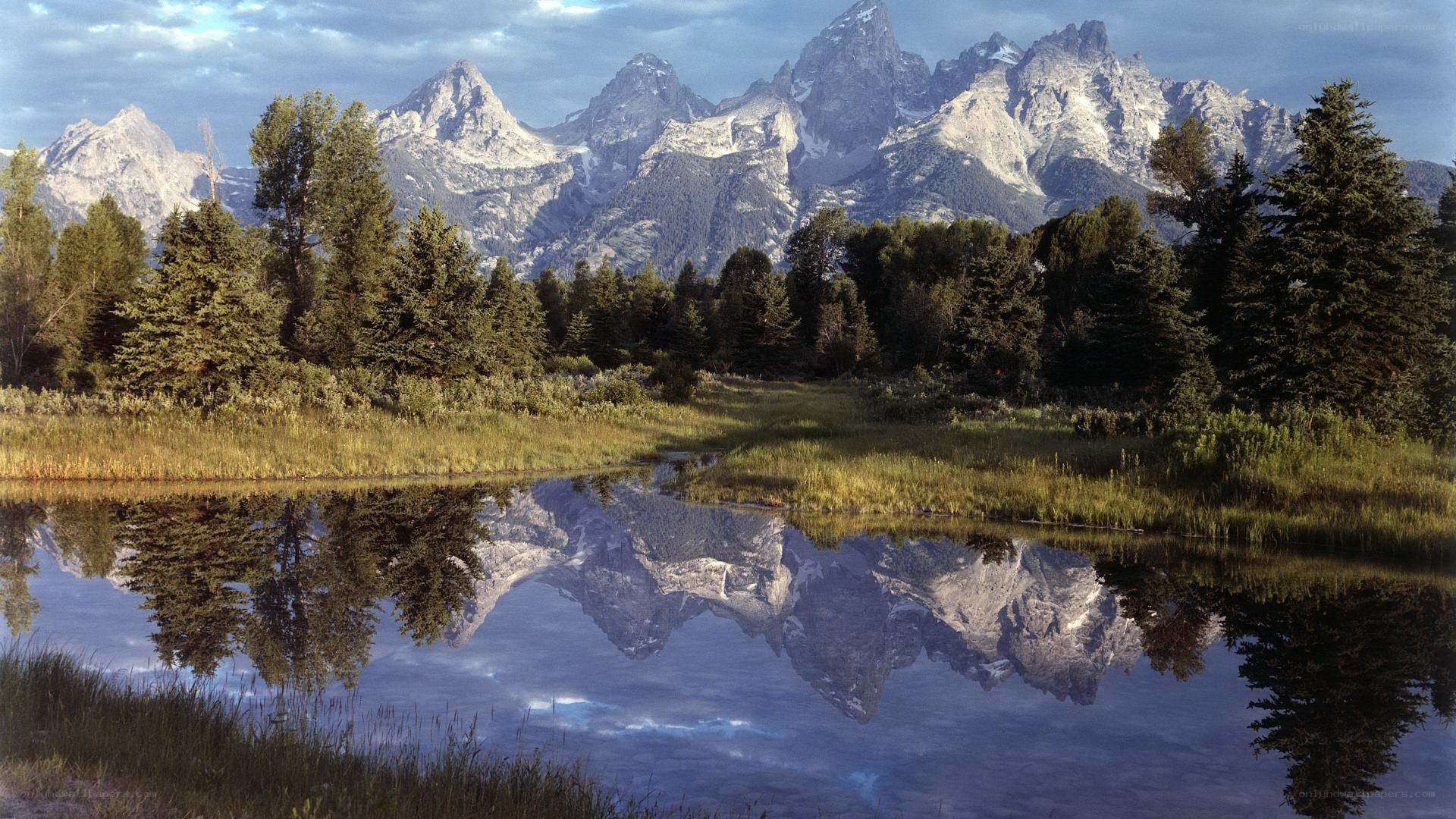 Mountain reflection in a calm lake