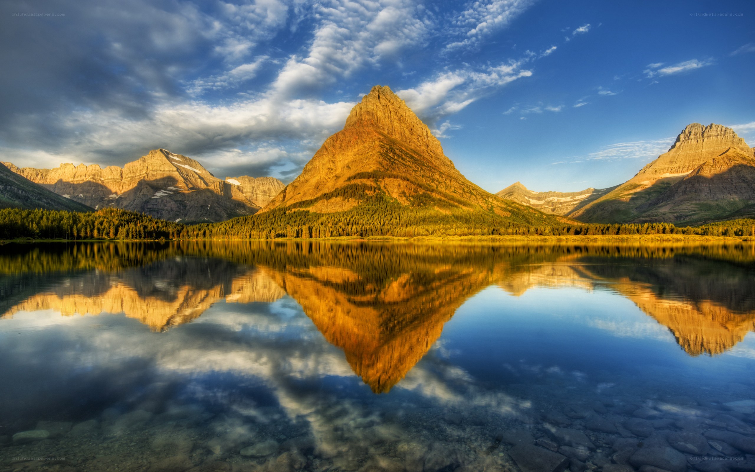 Mountain reflection in a calm lake