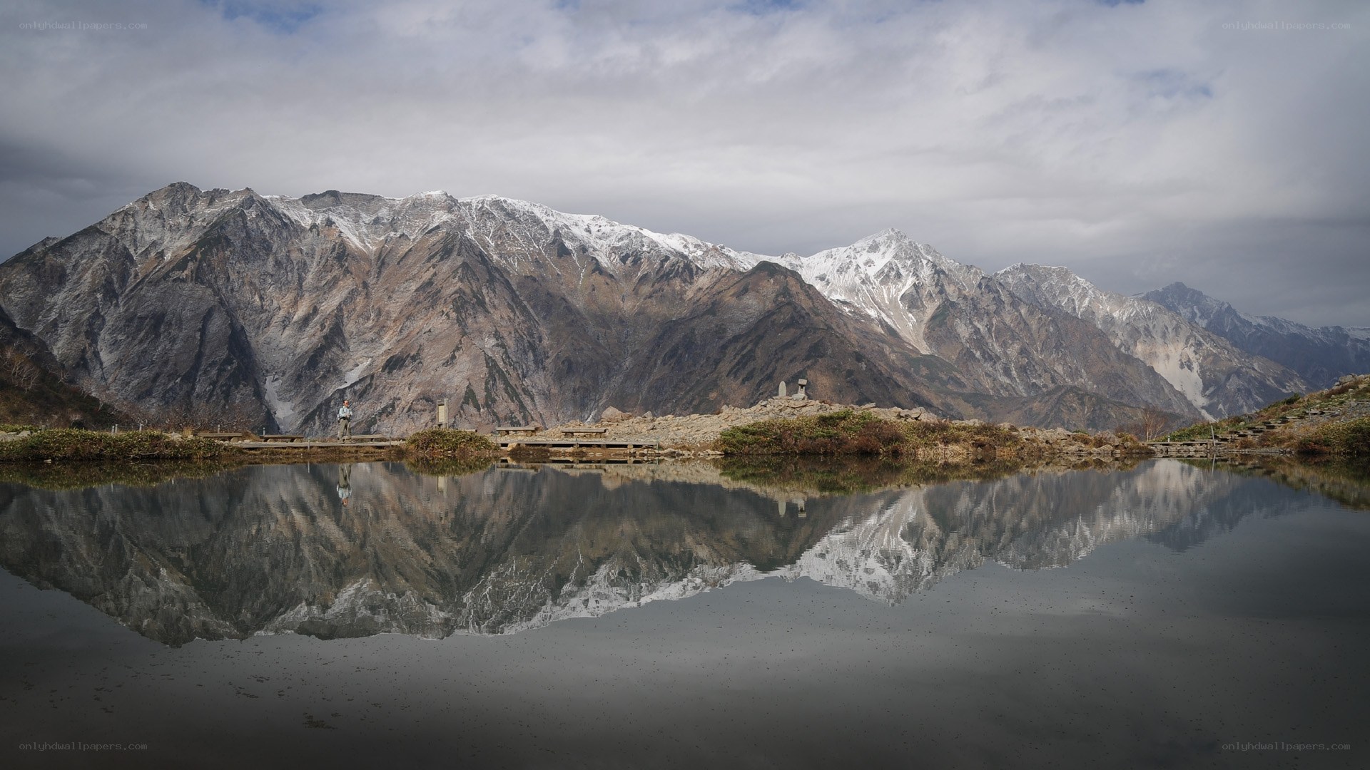 Mountain reflection in a calm lake
