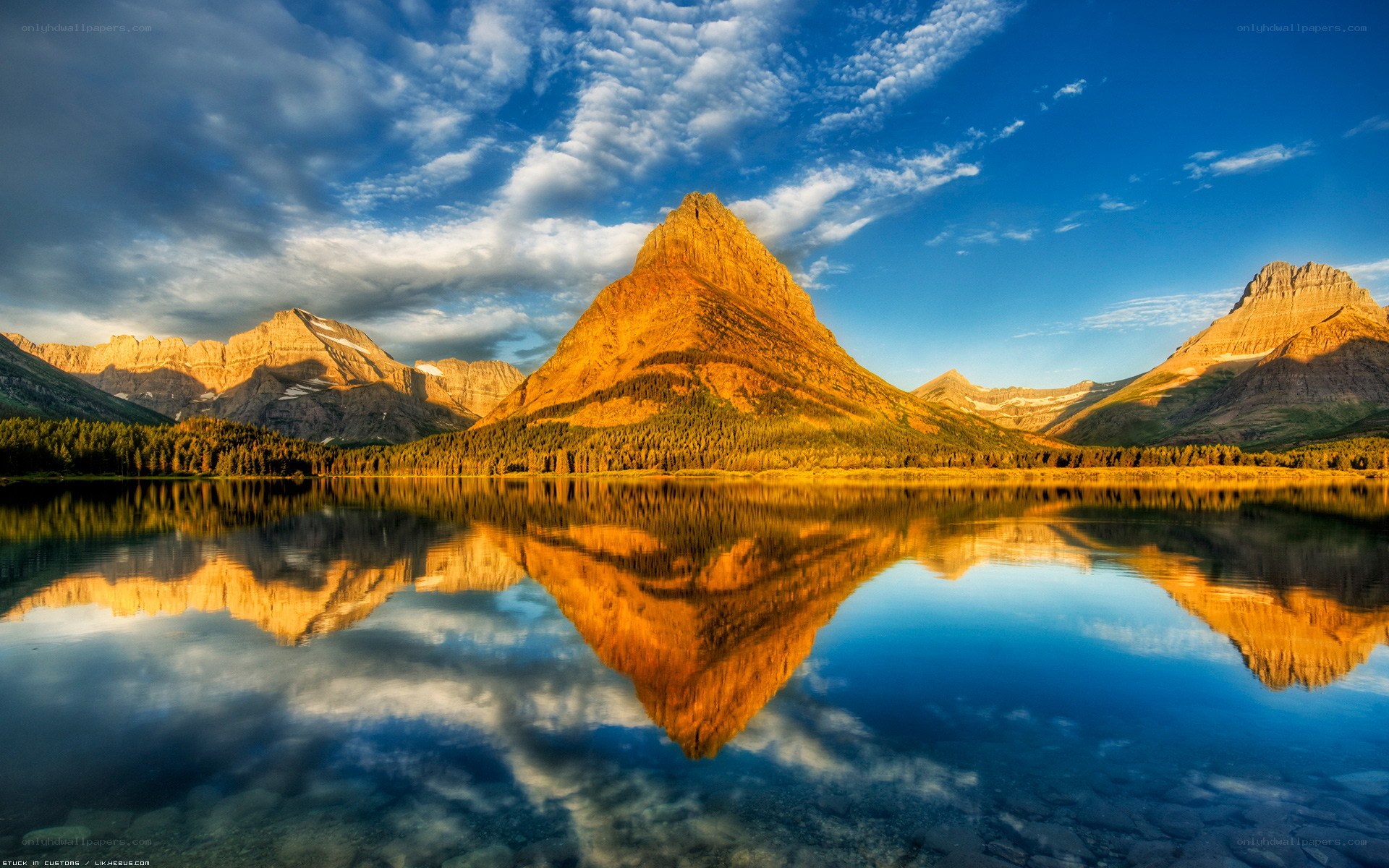 Mountain reflection in a calm lake