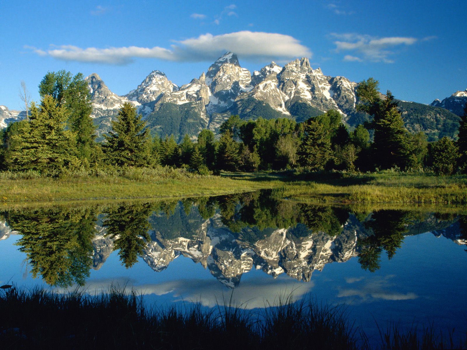 Mountain reflection in a calm lake