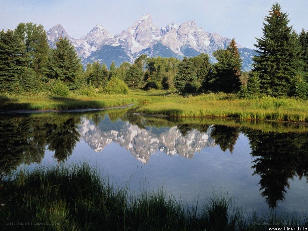 mountain reflection in a calm lake