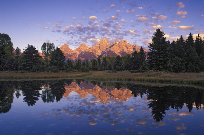 Mountain reflection in a calm lake