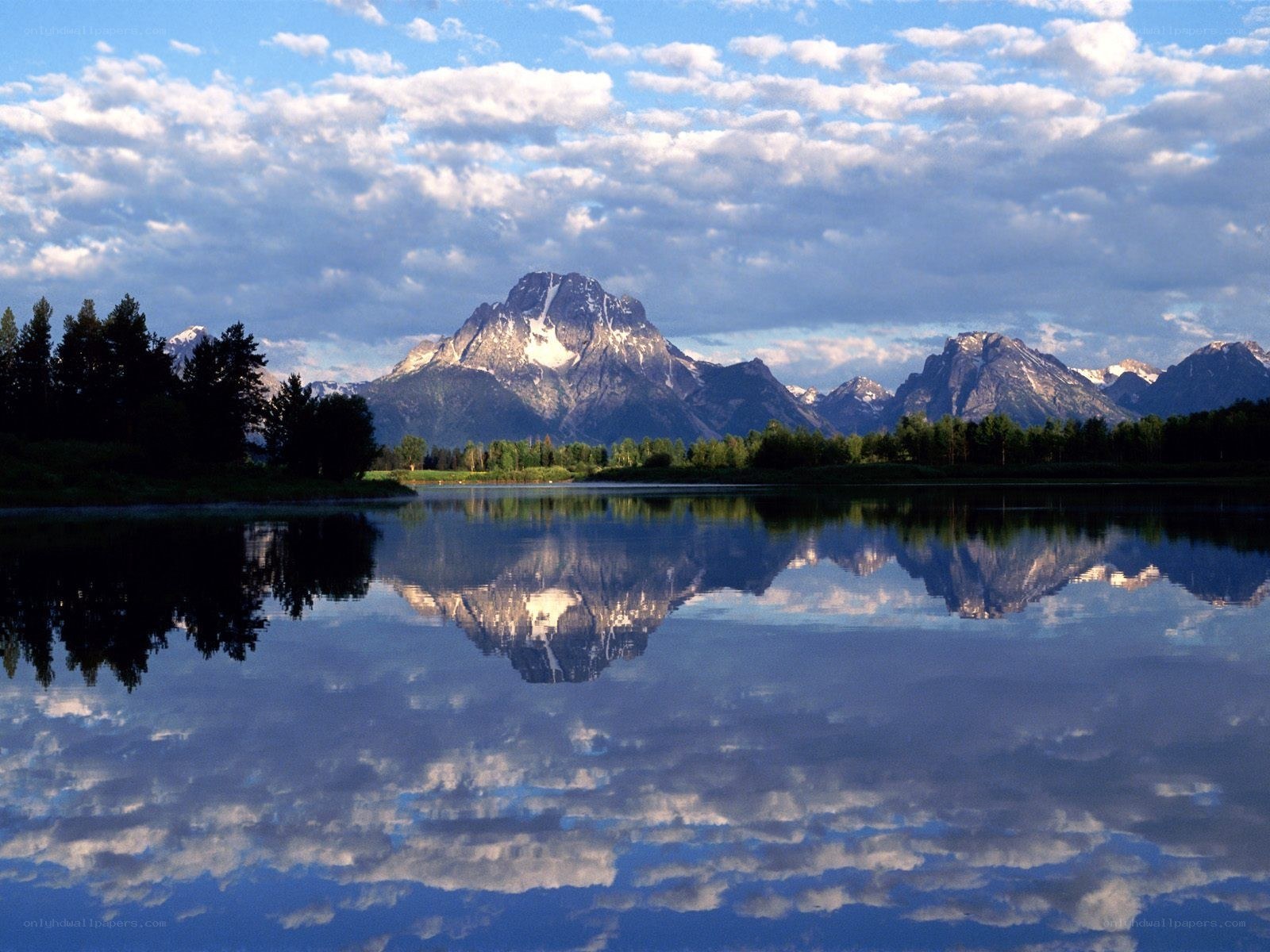 Mountain reflection in a calm lake