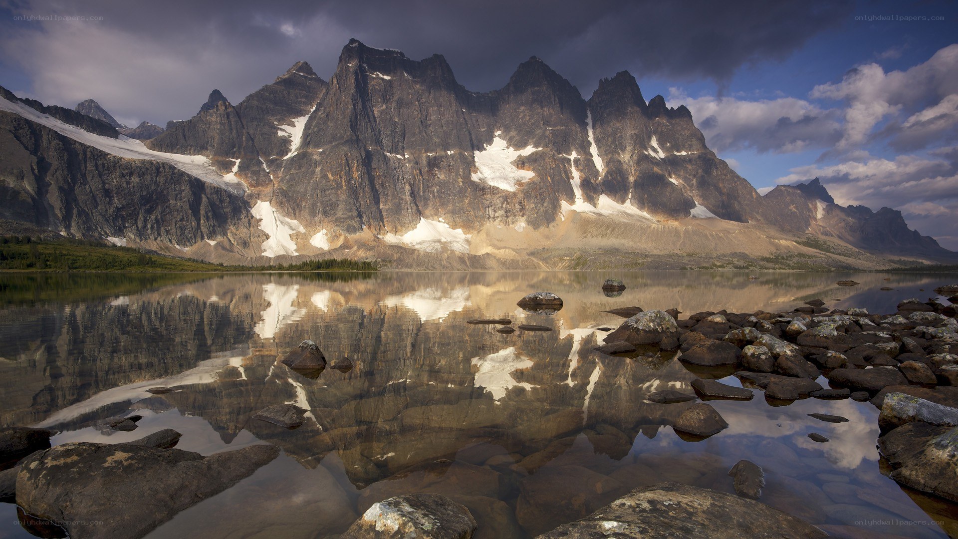 Mountain reflection in a calm lake