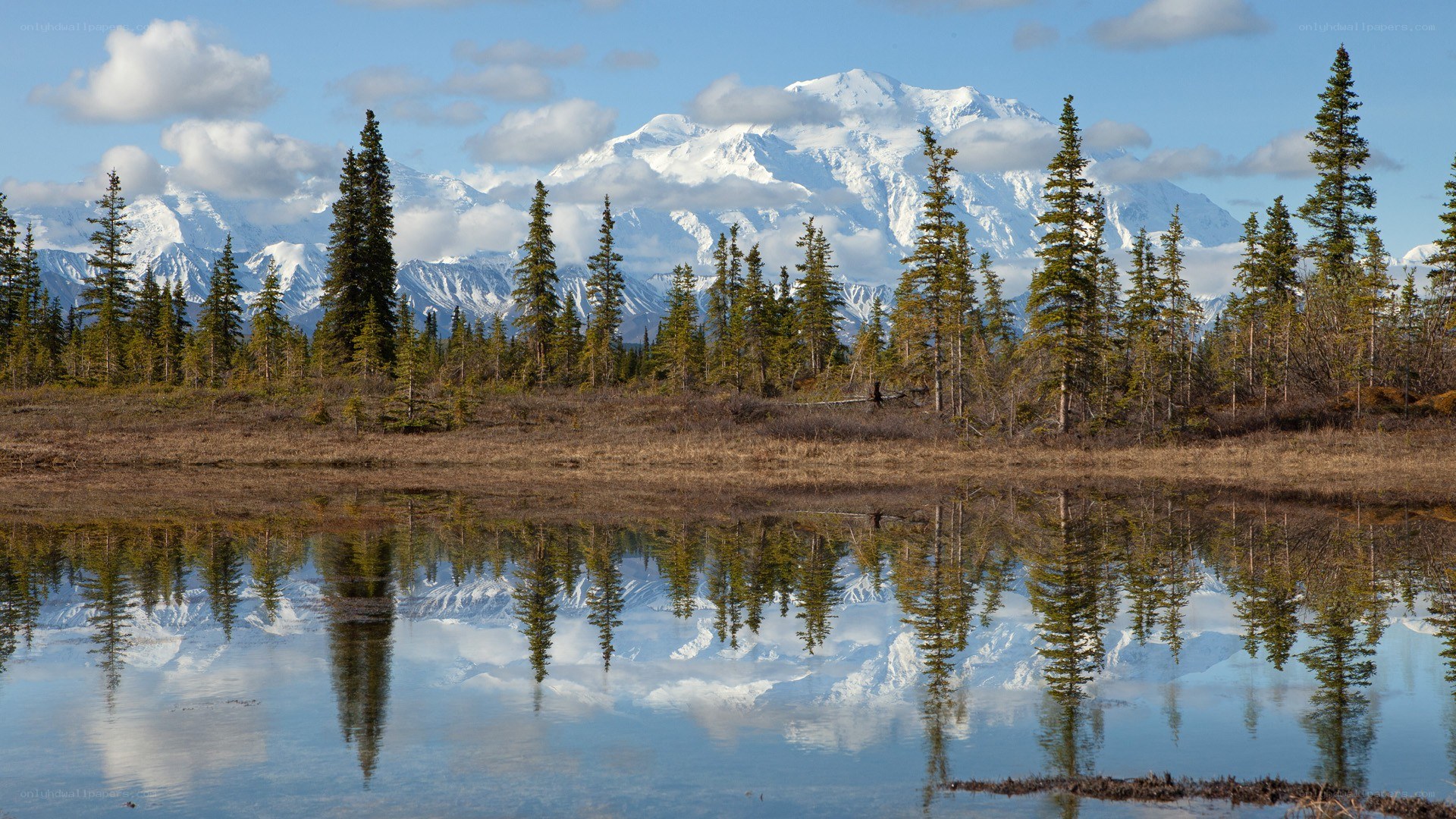 Mountain reflection in a calm lake